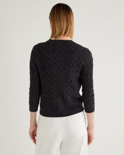 Load image into Gallery viewer, N.Peal Women&#39;s Emilia Cable Round Neck Cashmere Jumper Granite Blue
