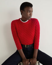 Load image into Gallery viewer, N.Peal Women&#39;s Emilia Cable Round Neck Cashmere Jumper Riding Red
