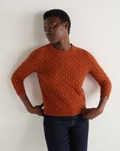 Load image into Gallery viewer, N.Peal Women&#39;s Emilia Cable Round Neck Cashmere Jumper Rust Orange
