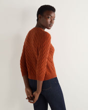 Load image into Gallery viewer, N.Peal Women&#39;s Emilia Cable Round Neck Cashmere Jumper Rust Orange
