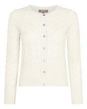 Load image into Gallery viewer, N.Peal Women&#39;s Myla Cable Cashmere Cardigan With Lurex Snow Grey Sparkle
