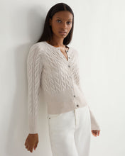 Load image into Gallery viewer, N.Peal Women&#39;s Myla Cable Cashmere Cardigan Frost White
