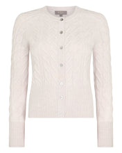 Load image into Gallery viewer, N.Peal Women&#39;s Myla Cable Cashmere Cardigan Frost White

