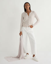 Load image into Gallery viewer, N.Peal Women&#39;s Myla Cable Cashmere Cardigan Frost White
