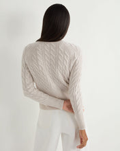 Load image into Gallery viewer, N.Peal Women&#39;s Myla Cable Cashmere Cardigan Frost White
