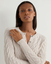 Load image into Gallery viewer, N.Peal Women&#39;s Myla Cable Cashmere Cardigan Frost White
