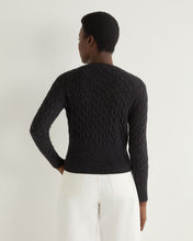 Load image into Gallery viewer, N.Peal Women&#39;s Myla Cable Cashmere Cardigan Granite Blue
