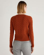 Load image into Gallery viewer, N.Peal Women&#39;s Myla Cable Cashmere Cardigan Rust Orange
