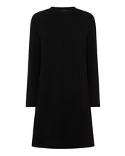 Load image into Gallery viewer, N.Peal Women&#39;s Bella Round Neck Cable Cashmere Dress Black
