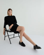 Load image into Gallery viewer, N.Peal Women&#39;s Bella Round Neck Cable Cashmere Dress Black
