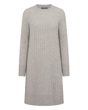 Load image into Gallery viewer, N.Peal Women&#39;s Bella Round Neck Cable Cashmere Dress Nougat Brown Marl
