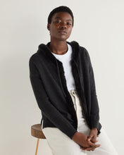 Load image into Gallery viewer, N.Peal Women&#39;s Alicia Fur Trim Cashmere Hoodie Dark Charcoal Grey
