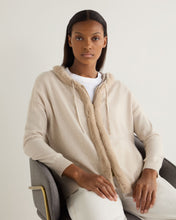 Load image into Gallery viewer, N.Peal Women&#39;s Alicia Fur Trim Cashmere Hoodie Ecru White
