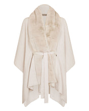 Load image into Gallery viewer, N.Peal Women&#39;s Isabella Fur Trim Cashmere Cape Frost White
