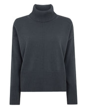Load image into Gallery viewer, N.Peal Women&#39;s Mollie Metal Roll Neck Cashmere Jumper Anthracite Grey
