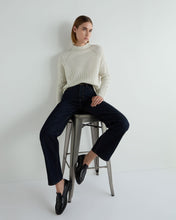 Load image into Gallery viewer, N.Peal Women&#39;s Metal Trim Funnel Neck Cashmere Jumper With Lurex Snow Grey Sparkle
