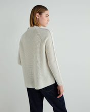 Load image into Gallery viewer, N.Peal Women&#39;s Metal Trim Funnel Neck Cashmere Jumper With Lurex Snow Grey Sparkle
