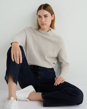 Load image into Gallery viewer, N.Peal Women&#39;s Metal Funnel Neck Cashmere Jumper Pebble Grey
