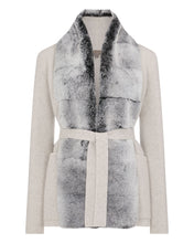 Load image into Gallery viewer, N.Peal Women&#39;s Ruby Herringbone Fur Cardigan Frost White
