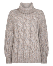 Load image into Gallery viewer, N.Peal Women&#39;s Hana Marl Chunky Cable Roll Neck Cashmere Jumper Marble Marl
