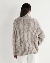 Load image into Gallery viewer, N.Peal Women&#39;s Hana Marl Chunky Cable Roll Neck Cashmere Jumper Marble Marl
