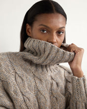 Load image into Gallery viewer, N.Peal Women&#39;s Hana Marl Chunky Cable Roll Neck Cashmere Jumper Marble Marl
