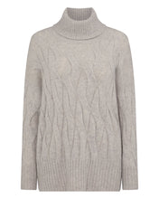 Load image into Gallery viewer, N.Peal Women&#39;s Emmie Relaxed Cable Roll Neck Cashmere Jumper Nougat Brown Marl
