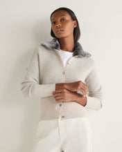 Load image into Gallery viewer, N.Peal Women&#39;s Herringbone Cashmere Cardigan Frost White
