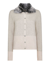 Load image into Gallery viewer, N.Peal Women&#39;s Herringbone Cashmere Cardigan Frost White

