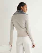 Load image into Gallery viewer, N.Peal Women&#39;s Herringbone Cashmere Cardigan Frost White
