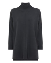 Load image into Gallery viewer, N.Peal Women&#39;s Mock Neck Long Cashmere Jumper Anthracite Grey
