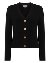 Load image into Gallery viewer, N.Peal Women&#39;s Rib V Neck Cashmere Cardigan Black
