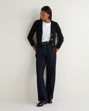 Load image into Gallery viewer, N.Peal Women&#39;s Rib V Neck Cashmere Cardigan Black
