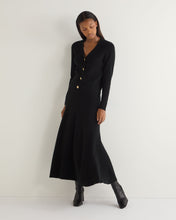 Load image into Gallery viewer, N.Peal Women&#39;s Rib V Neck Cashmere Cardigan Black
