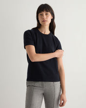 Load image into Gallery viewer, N.Peal Women&#39;s Lottie Cashmere T-Shirt Navy Blue
