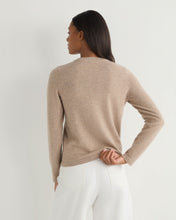 Load image into Gallery viewer, N.Peal Women&#39;s Hallie Round Neck Cashmere Jumper Oatmeal Brown
