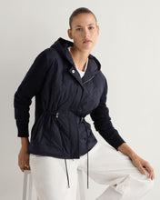 Load image into Gallery viewer, N.Peal Women&#39;s Quilted Woven Mix Cashmere Jacket Navy Blue
