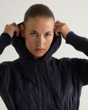 Load image into Gallery viewer, N.Peal Women&#39;s Quilted Woven Mix Cashmere Jacket Navy Blue
