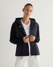 Load image into Gallery viewer, N.Peal Women&#39;s Quilted Woven Mix Cashmere Jacket Navy Blue
