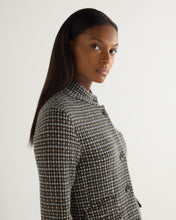 Load image into Gallery viewer, N.Peal Women&#39;s Dogtooth Utility Cashmere Blazer Brown
