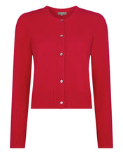 Load image into Gallery viewer, N.Peal Women&#39;s Chunky Crop Cashmere Cardigan Riding Red

