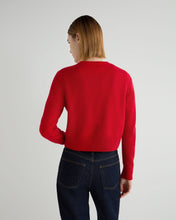 Load image into Gallery viewer, N.Peal Women&#39;s Chunky Crop Cashmere Cardigan Riding Red
