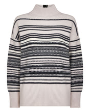 Load image into Gallery viewer, N.Peal Women&#39;s Fairisle Mock Neck Cashmere Jumper With Lurex Snow Grey
