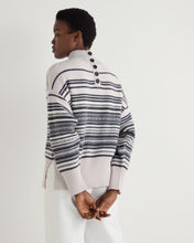 Load image into Gallery viewer, N.Peal Women&#39;s Fairisle Mock Neck Cashmere Jumper With Lurex Snow Grey
