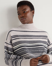 Load image into Gallery viewer, N.Peal Women&#39;s Fairisle Mock Neck Cashmere Jumper With Lurex Snow Grey
