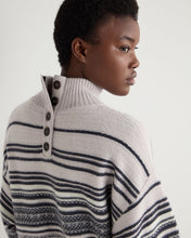 Load image into Gallery viewer, N.Peal Women&#39;s Fairisle Mock Neck Cashmere Jumper With Lurex Snow Grey
