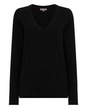 Load image into Gallery viewer, N.Peal Women&#39;s Relaxed V Neck Cashmere Jumper Black
