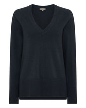 Load image into Gallery viewer, N.Peal Women&#39;s Relaxed V Neck Cashmere Jumper Grigio Blue
