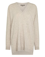 Load image into Gallery viewer, N.Peal Women&#39;s Longline V Neck Cashmere Jumper Sand Brown

