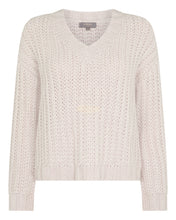 Load image into Gallery viewer, N.Peal Women&#39;s Statement Rib V Neck Cashmere Jumper Frost White
